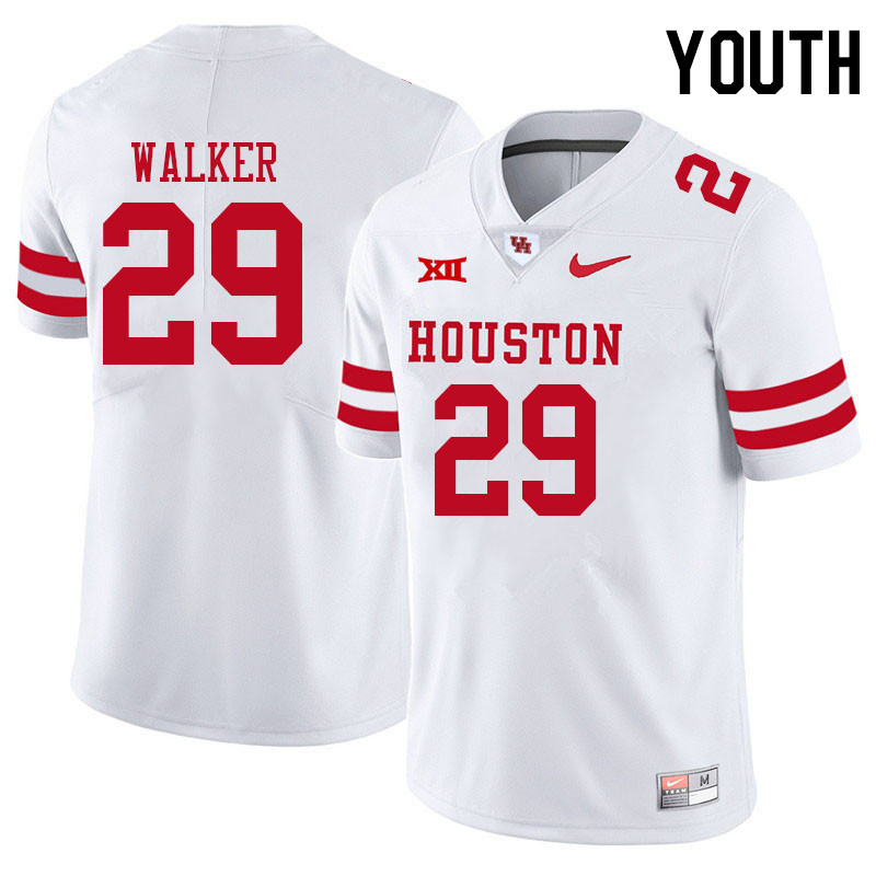 Youth #29 Kelan Walker Houston Cougars College Big 12 Conference Football Jerseys Sale-White - Click Image to Close